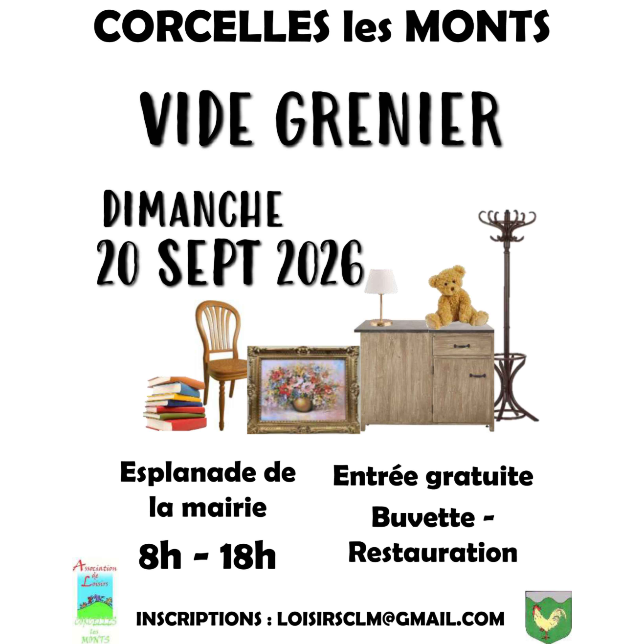 Affiche Vide-Grenier - Association de Loisirs - Corcelles-les-Monts - Côte-d'Or