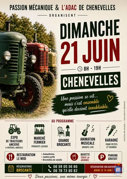 Affiche Brocante Chenevelles dimanche 21 juin 2026 (86450)