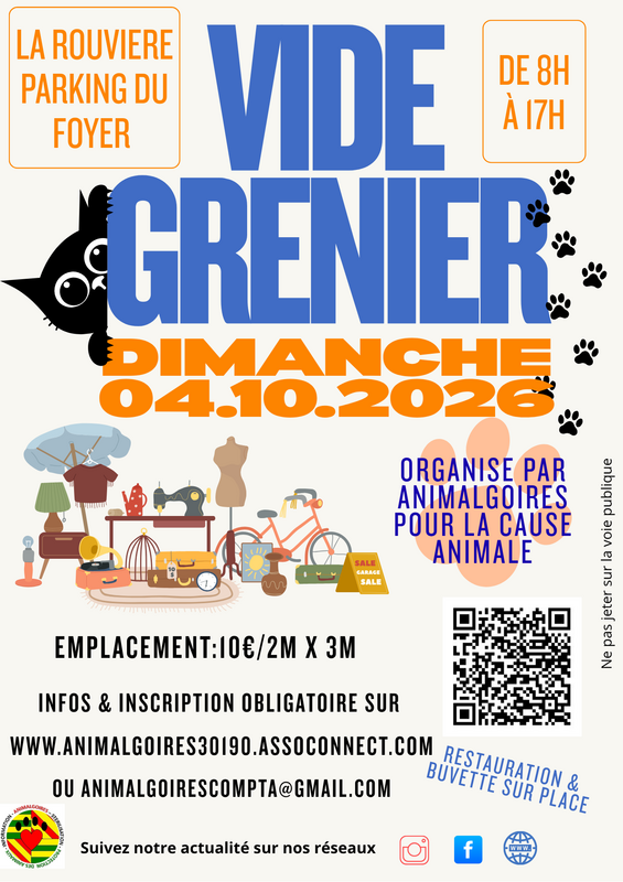 Affiche Vide-grenier d'Animalgoires à La Rouvière