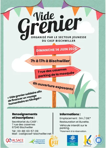 Affiche Vide-grenier Bischwiller dimanche 14 juin 2026 (67240)