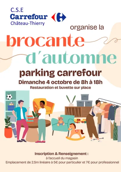 Affiche Brocante d'automne du CSE Carrefour à Château-Thierry