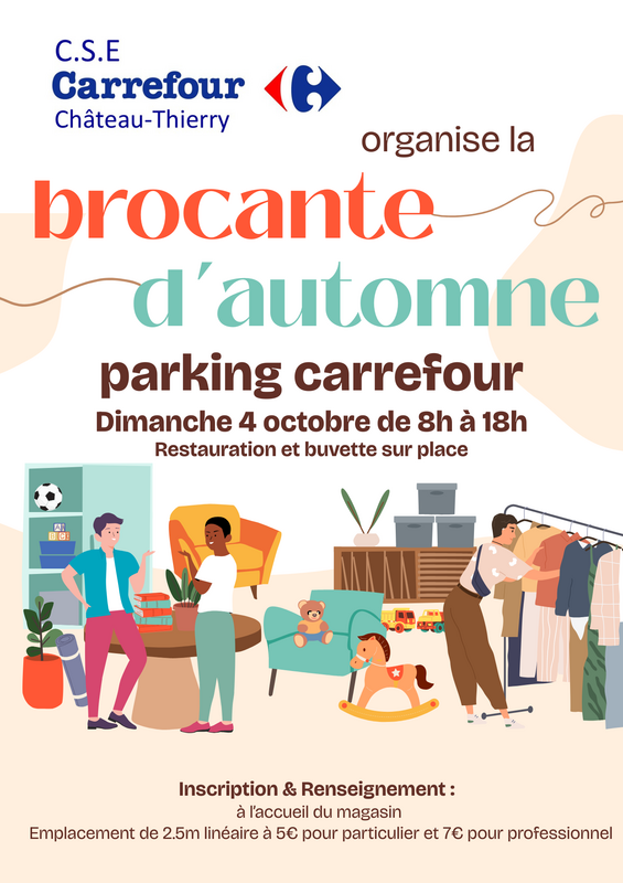 Affiche Brocante d'automne du CSE Carrefour à Château-Thierry