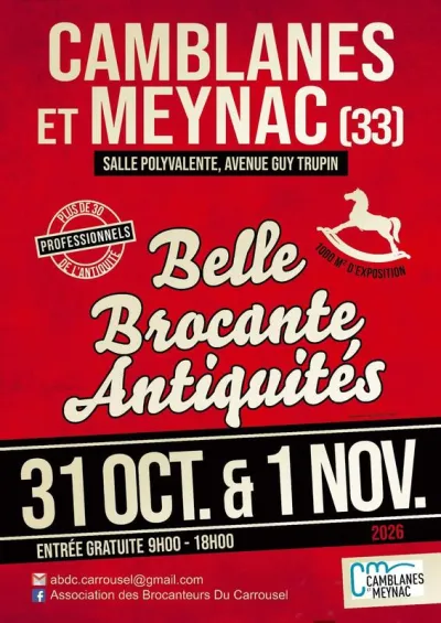 Affiche Belle brocante antiquités des Brocanteurs du Carrousel à Camblanes-et-Meynac