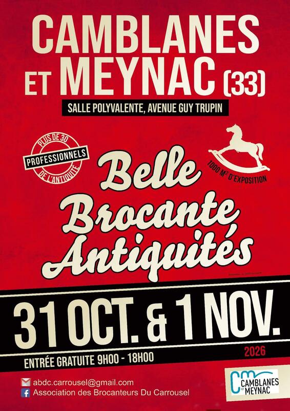 Affiche Belle brocante antiquités des Brocanteurs du Carrousel à Camblanes-et-Meynac