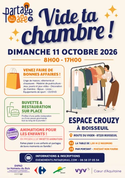 Affiche Vide ta chambre de Partage à tout âge à Boisseuil
