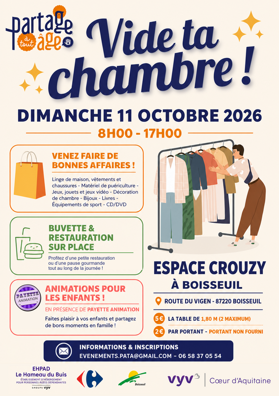 Affiche Vide ta chambre de Partage à tout âge à Boisseuil