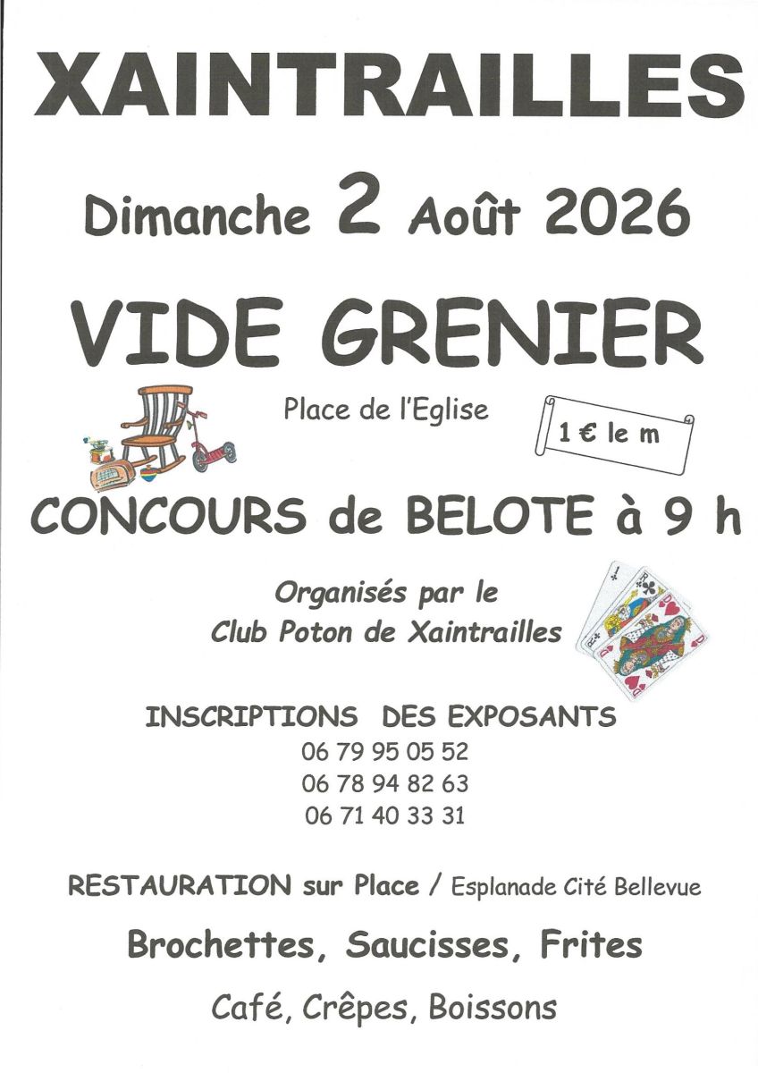 Affiche Vide-grenier Xaintrailles dimanche 2 août 2026 (47230)