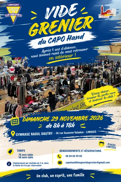 Affiche Vide grenier du CAPO Limoges Handball