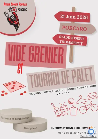 Affiche Vide-grenier et tournoi de palet Porcaro dimanche 21 juin 2026 (56380)