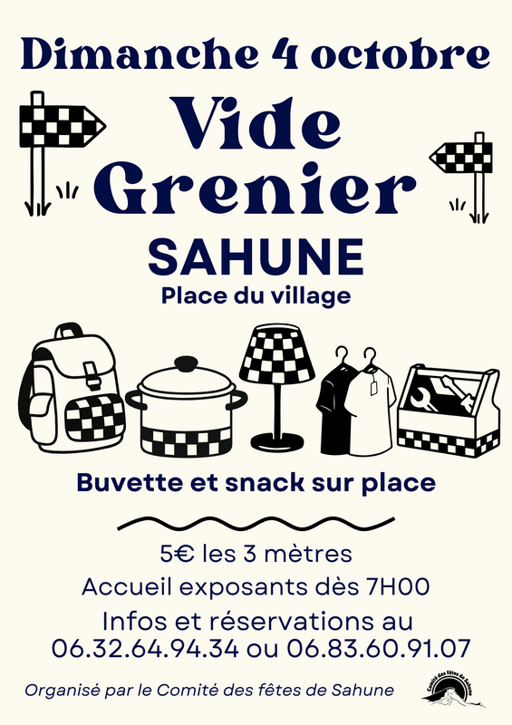 Affiche Vide-grenier du Comité des fêtes à Sahune