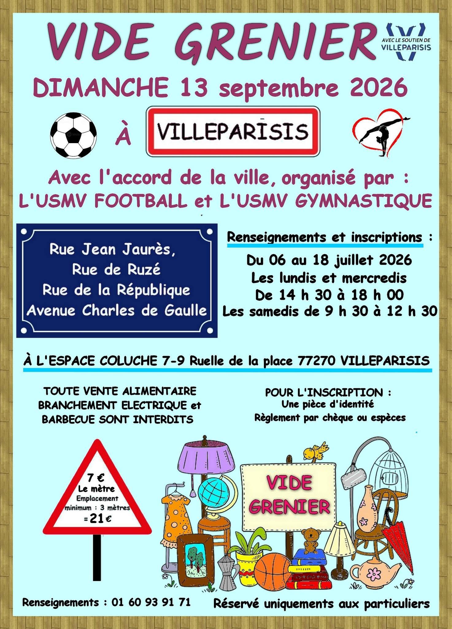 Affiche Vide-grenier Villeparisis dimanche 13 septembre 2026 (77270)