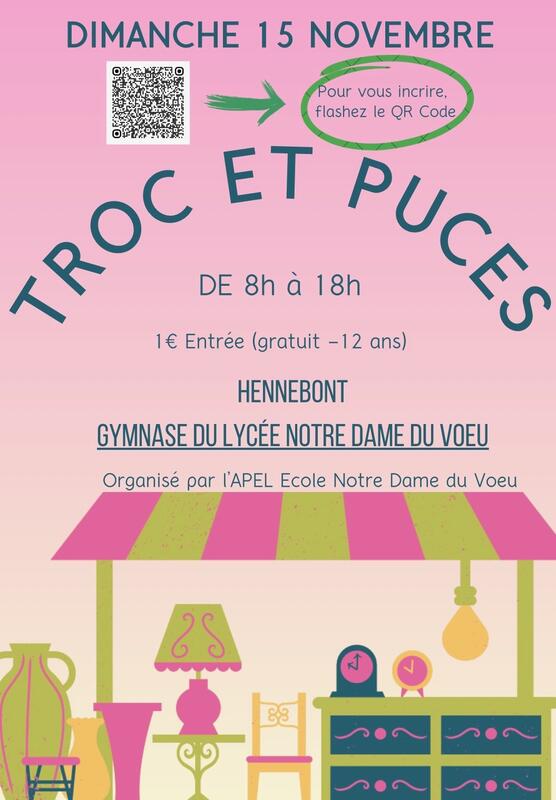 Affiche Troc et puces de l'APEL Notre-Dame du Vœu à Hennebont