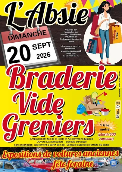 Affiche Braderie vide-greniers L'Absie dimanche 20 septembre 2026 (79240)