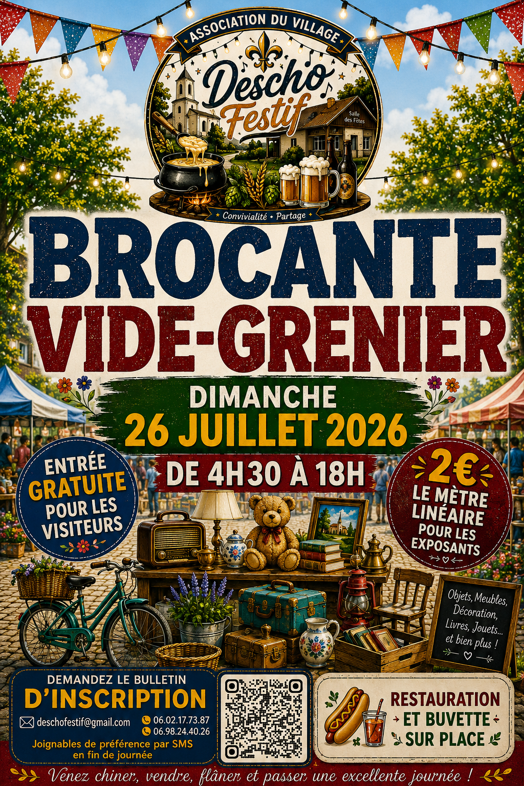 Affiche Brocante vide-grenier Le Deschaux dimanche 26 juillet 2026 (39120)