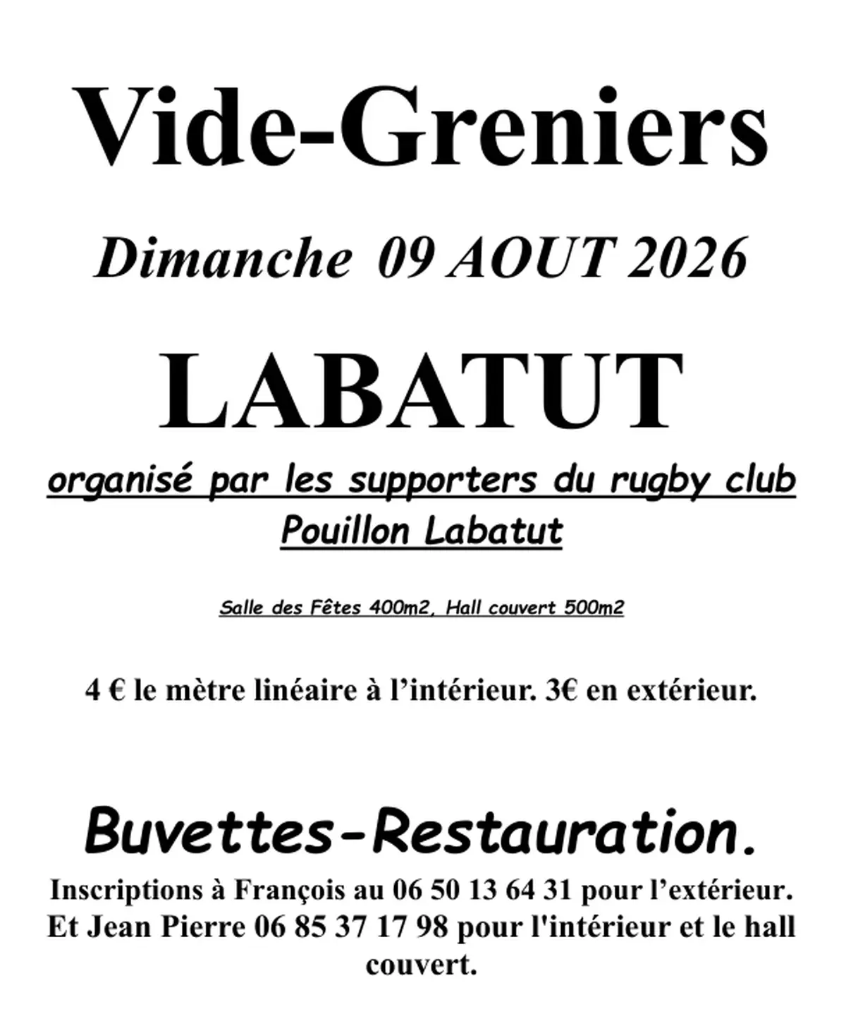 Affiche Vide-greniers Labatut dimanche 9 août 2026 (40300)