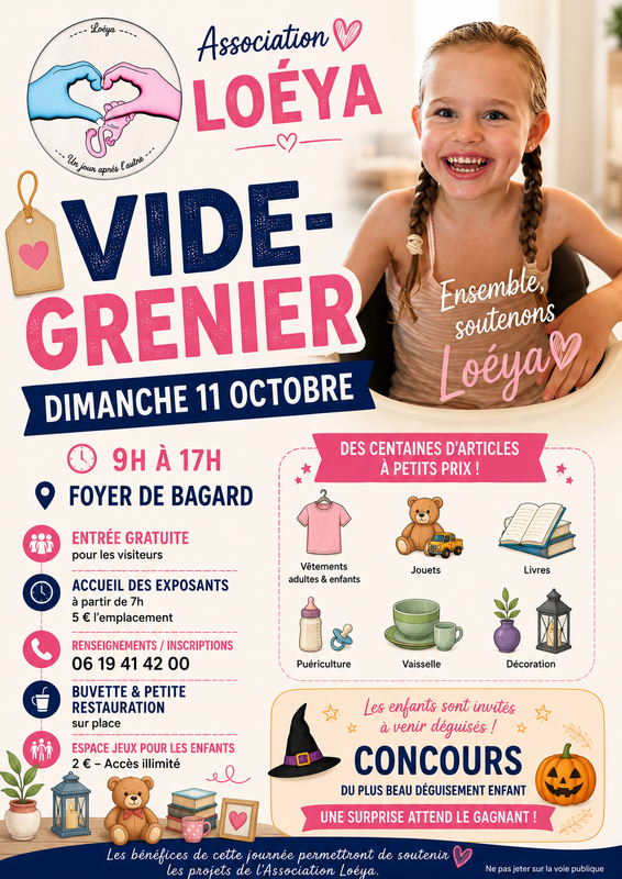 Affiche Vide-grenier de l'association Loéya à Bagard