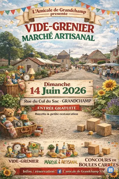 Affiche Vide-grenier Grandchamp dimanche 14 juin 2026 (52600)