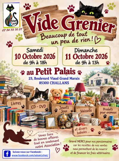 Affiche Braderie Adopt1chat à Challans