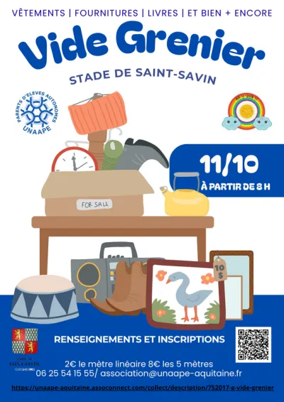 Affiche Vide-grenier des parents d'élèves UNAAPE au stade de Saint-Savin