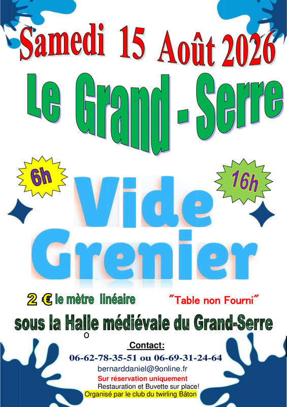 Affiche Vide-Grenier - Twirling Bâton - Le Grand-Serre - Drôme