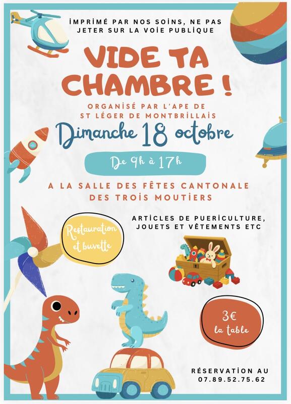 Affiche Vide ta chambre de l'APE de Saint-Léger aux Trois-Moutiers