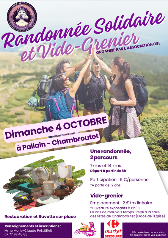 Affiche Randonnée solidaire et vide-grenier de l'association OSE à Bressuire