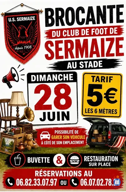 Affiche Brocante Sermaize-les-Bains dimanche 28 juin 2026 (51250)
