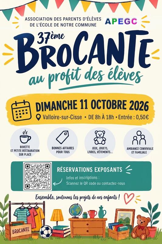 Affiche Brocante de l'APEGC à Valloire-sur-Cisse