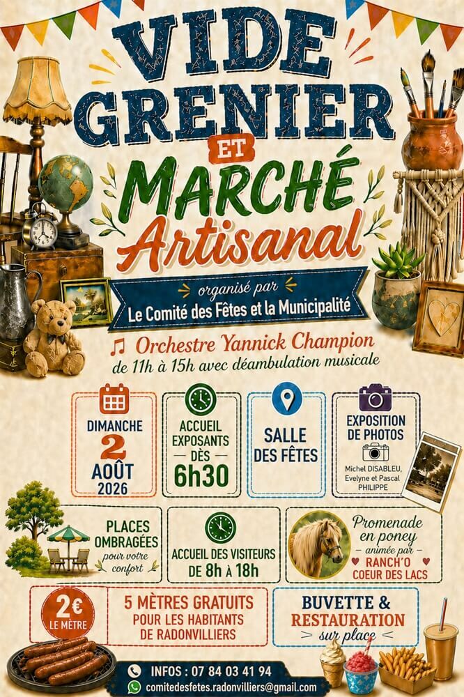 Affiche Vide-grenier Radonvilliers dimanche 2 août 2026 (10500)