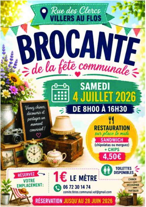 Affiche Brocante Villers-au-Flos samedi 4 juillet 2026 (62450)