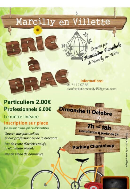 Affiche Bric à brac de l'Association Familiale à Marcilly-en-Villette