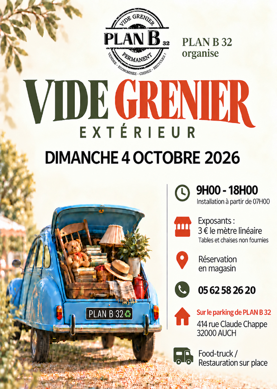 Affiche Vide-grenier extérieur de Plan B 32 à Auch