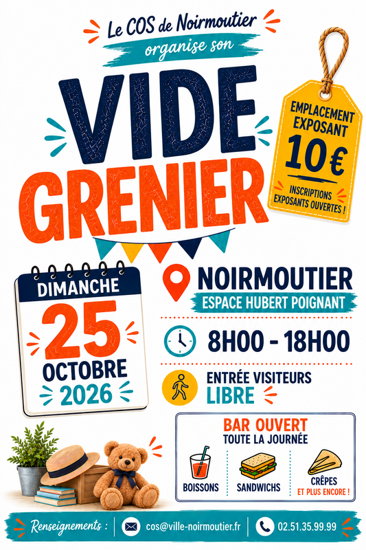 Affiche Vide-grenier du COS à Noirmoutier-en-l'Île