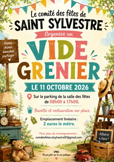 Affiche Vide-grenier du comité des fêtes de Saint-Sylvestre