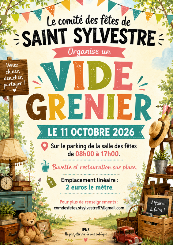Affiche Vide-grenier du comité des fêtes de Saint-Sylvestre