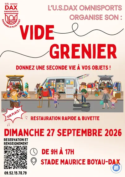 Affiche Vide-grenier Dax dimanche 27 septembre 2026 (40100)