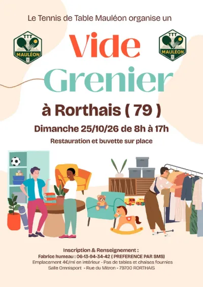Affiche Vide-grenier du Tennis de Table à Mauléon (Rorthais)
