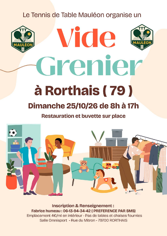 Affiche Vide-grenier du Tennis de Table à Mauléon (Rorthais)