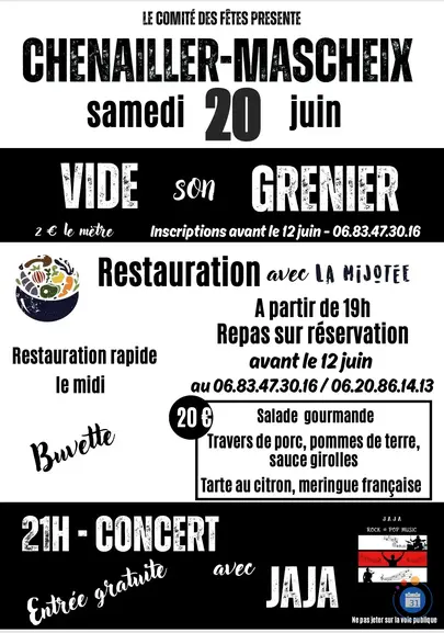 Affiche Vide-grenier Chenailler-Mascheix samedi 20 juin 2026 (19120)