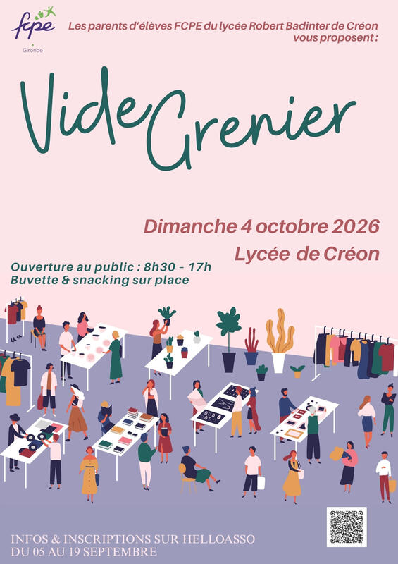 Affiche Vide-grenier des parents d'élèves FCPE du lycée de Créon