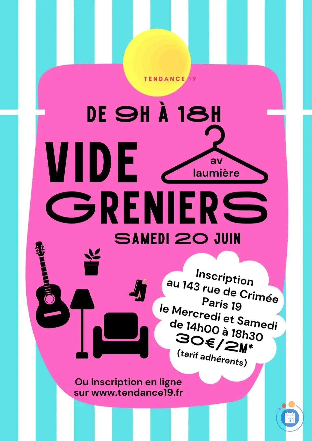 Affiche Vide-greniers Tendance 19 - Avenue de Laumière