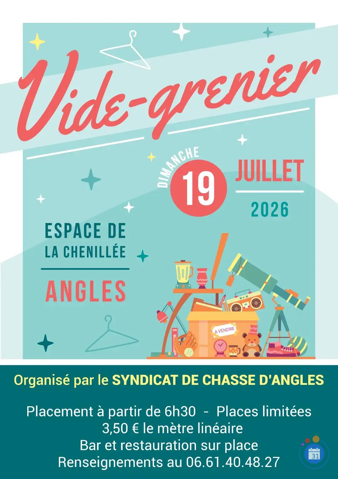 Affiche Vide-grenier Angles dimanche 19 juillet 2026 (85750)