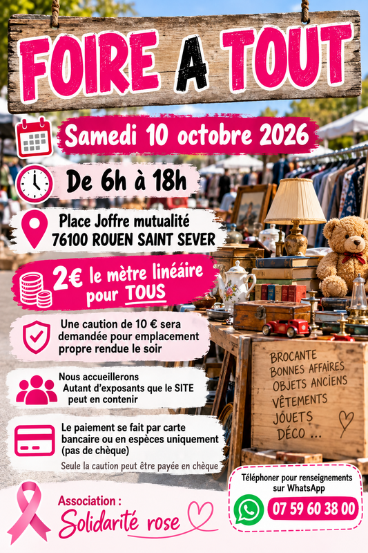 Affiche Foire à tout de Solidarité rose à Rouen Saint-Sever