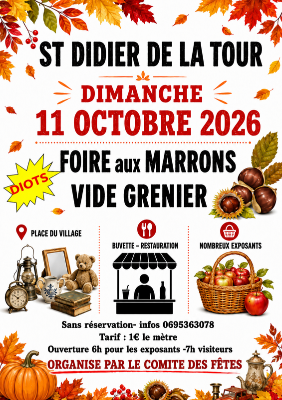Affiche Foire aux marrons et vide-grenier de Saint-Didier-de-la-Tour