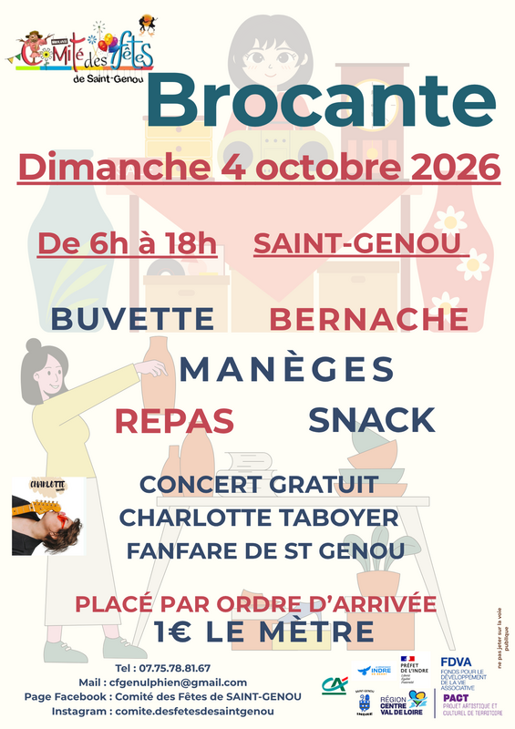 Affiche Brocante du Comité des fêtes de Saint-Genou