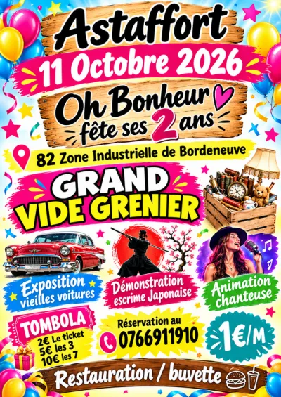 Affiche Grand vide-grenier d'Oh Bonheur à Astaffort