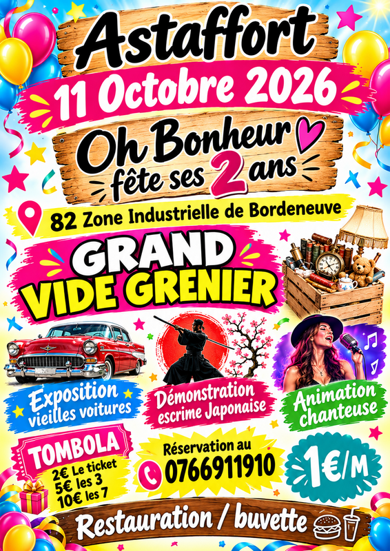 Affiche Grand vide-grenier d'Oh Bonheur à Astaffort