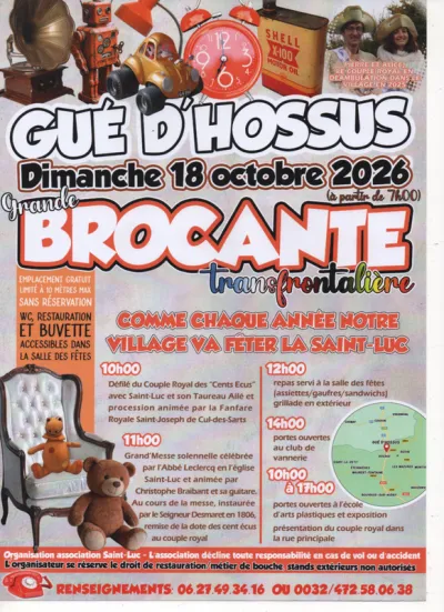 Affiche Brocante transfrontalière de la Saint-Luc à Gué-d'Hossus