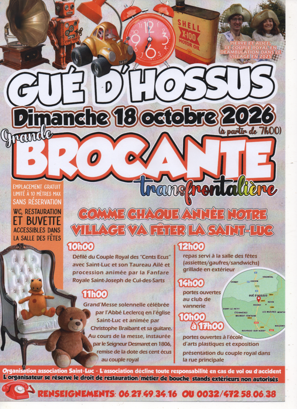 Affiche Brocante transfrontalière de la Saint-Luc à Gué-d'Hossus