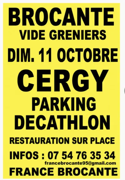 Affiche Brocante du parking Decathlon à Cergy